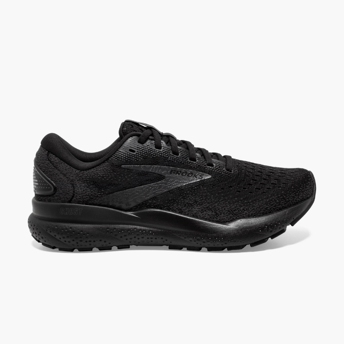 "Brooks Running Ghost 16 Black/Ebony sneakers by Hype Elixir – lightweight, cushioned running shoes offering comfort, support, and sleek design."