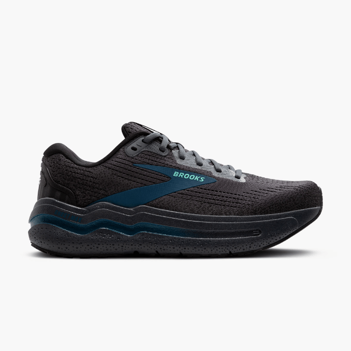 "Brooks Running Ghost Max 2 Ebony/Cockatoo/Blue Sapphire sneakers by Hype Elixir – lightweight, cushioned running shoes offering comfort, stability, and style."