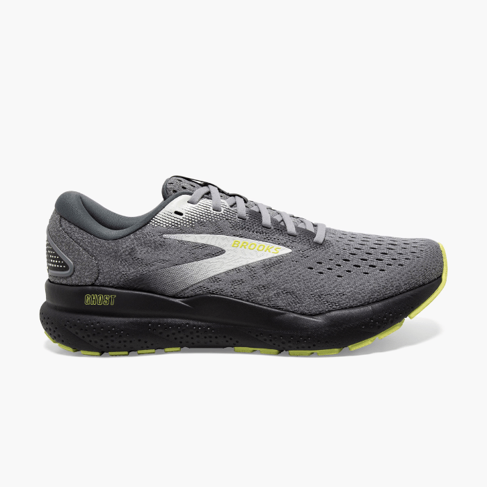 "Brooks Running Ghost 16 Primer/Grey/Lime sneakers by Hype Elixir – lightweight, cushioned running shoes offering comfort, support, and vibrant style."