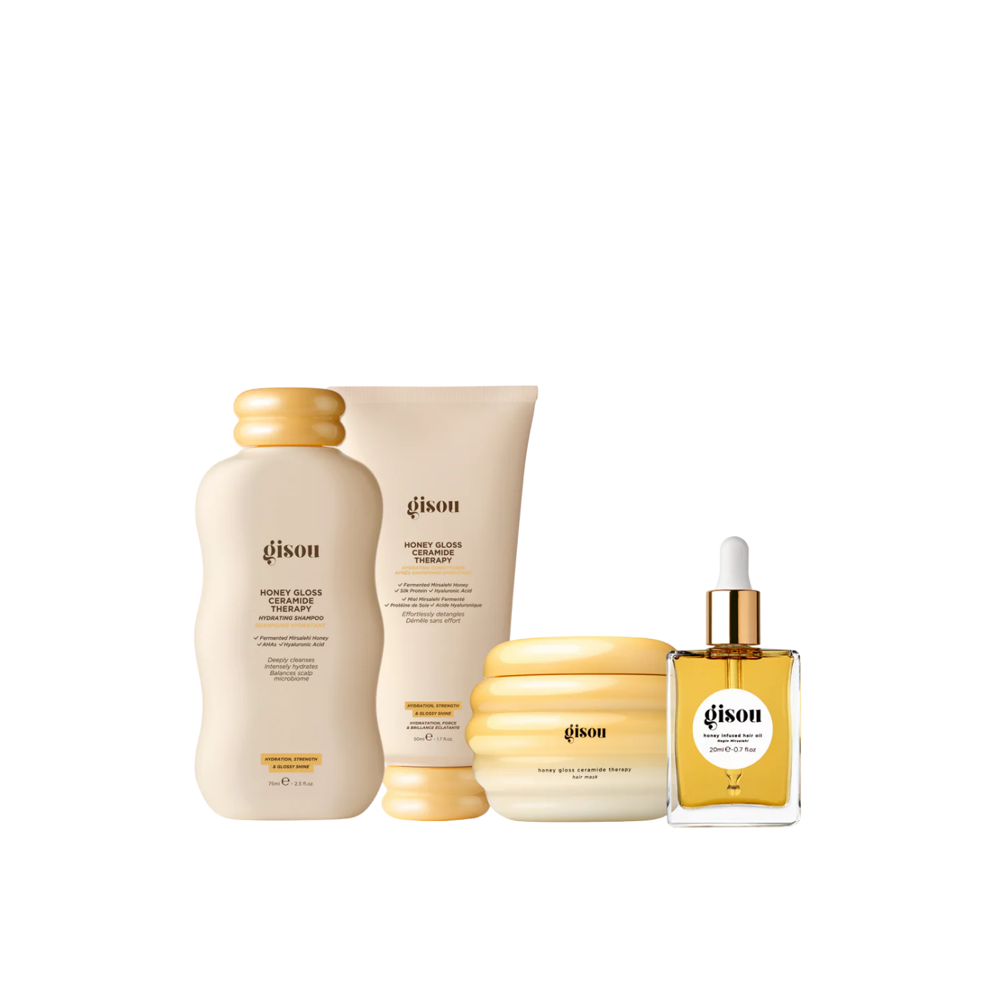 Gisou HONEY GLOSS HAIR ROUTINE 75ml + 50ml + 75ml + 20ml