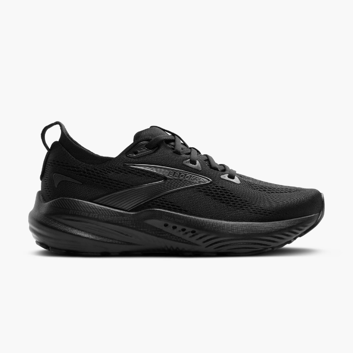 "Brooks Running Glycerin GTS 22 Black/Ebony sneakers by Hype Elixir – cushioned, stability running shoes designed for comfort, support, and durability."