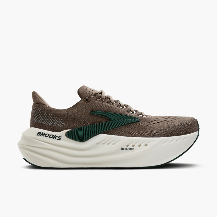 "Brooks Running Glycerin Max Falcon/Green/London Fog sneakers by Hype Elixir – cushioned, lightweight running shoes for ultimate comfort and enhanced performance."