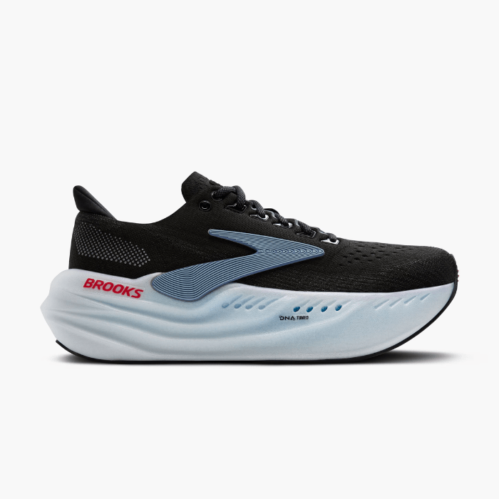 "Brooks Running Glycerin Max Black/Ebony/Winter Sky sneakers by Hype Elixir – premium cushioned, lightweight running shoes for unmatched comfort and performance."