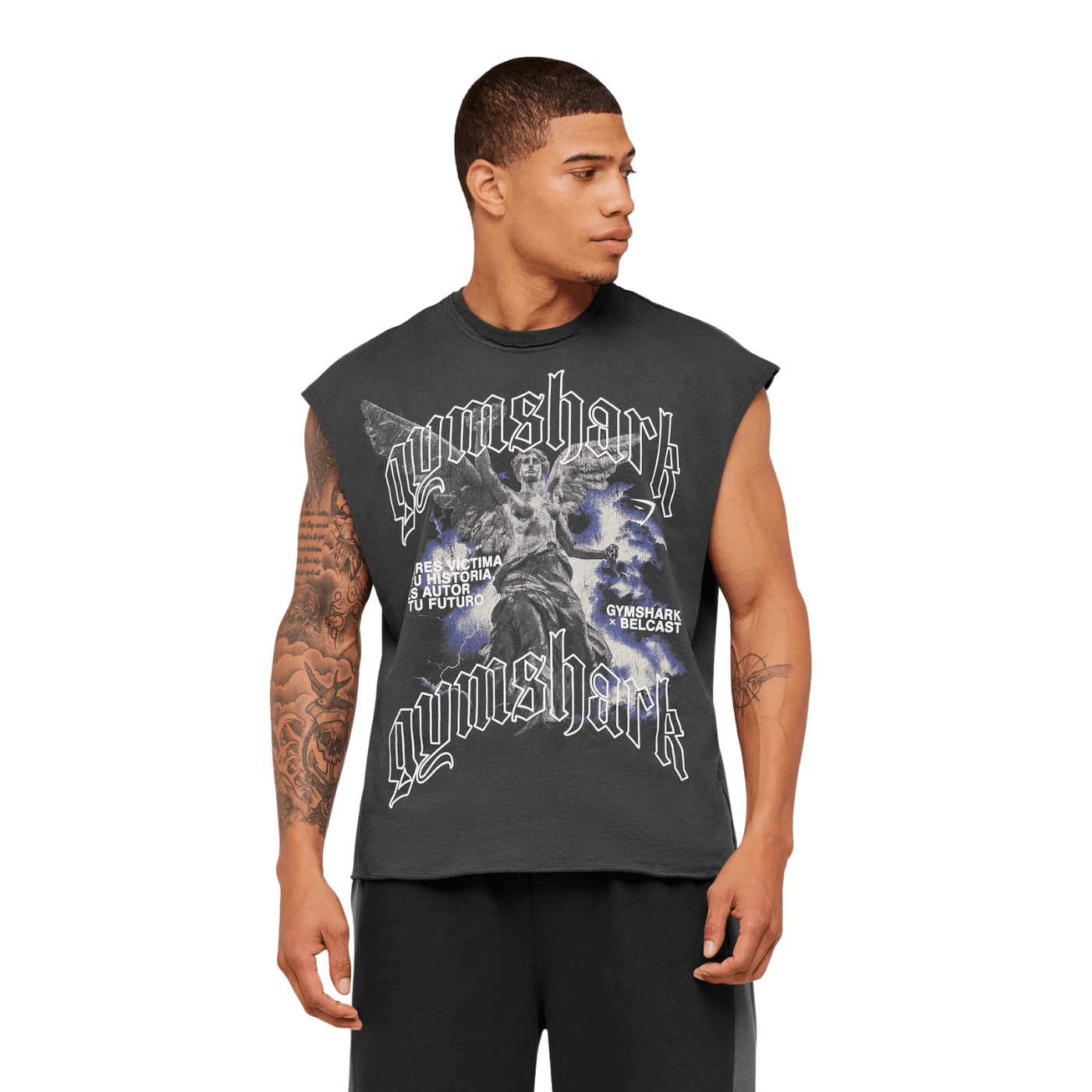 Gymshark x Carlos Belcast Cut off Tee oversized fit Onyx Grey