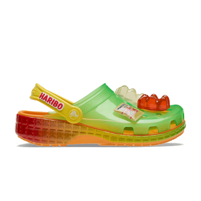 "Crocs Classic Clog Haribo by Hype Elixir – colorful, fun clogs featuring the iconic Haribo gummy bear design, offering comfort and a playful look for all ages."