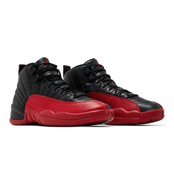 Jordan 12 Retro Flu Game features bold black and varsity red leather, built for performance and heritage. Shop on HypeElixir.com.