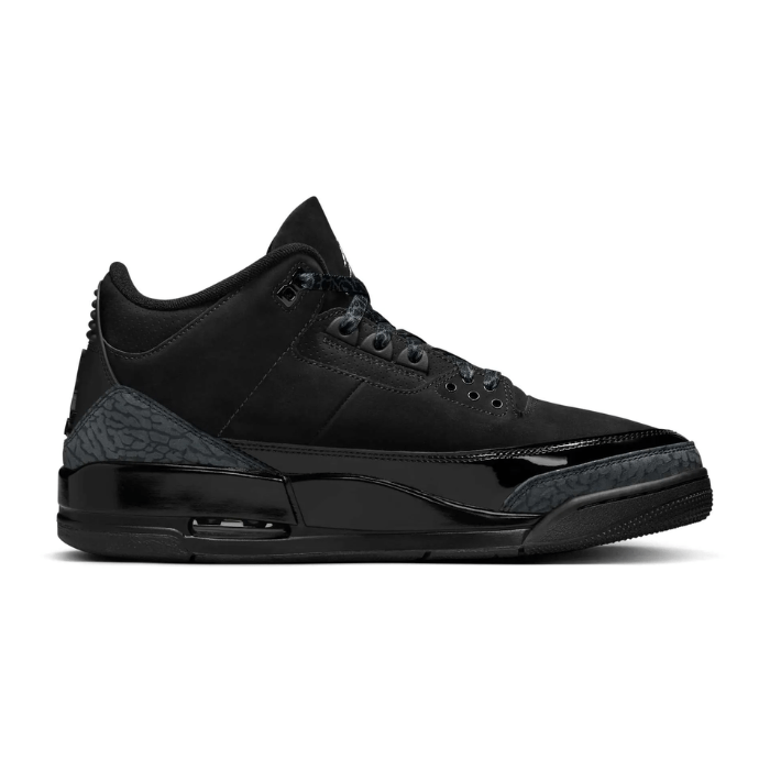 Air Jordan 3 Retro Black Cat (2025) features a sleek all-black design with premium details and iconic cushioning. Shop on HypeElixir.com.