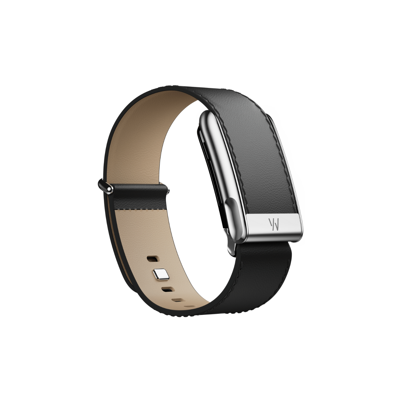 Whoop MGLeatherLuxe Black/Cream with Titanium Straight Band (Strap Only)