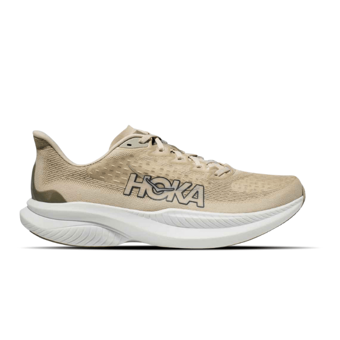 Hoka Mach 6 Oat Milk Barley – lightweight, responsive running shoes with a neutral tone and cushioned comfort. Shop on hypeelixir.com