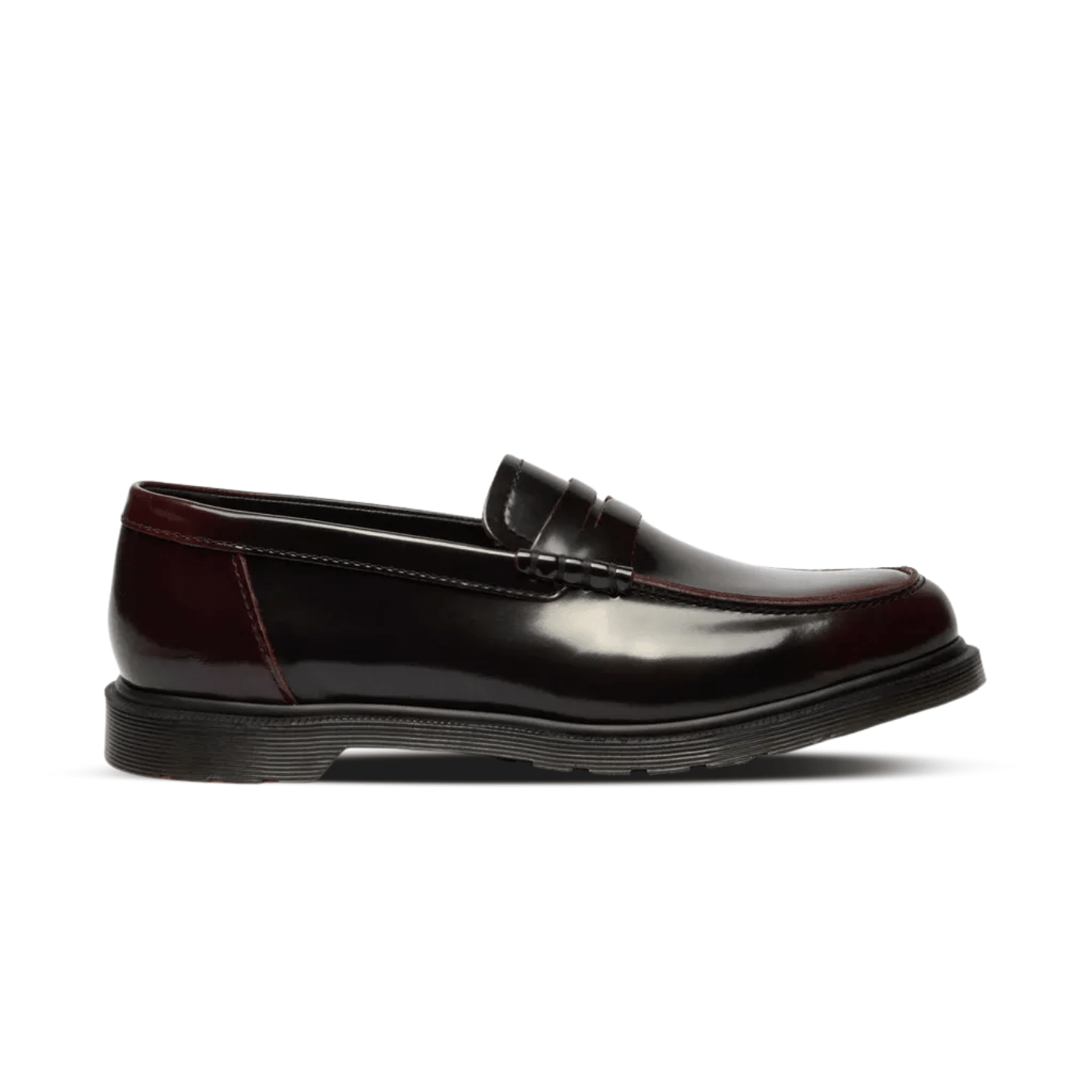 Dr. Martens Mayfare Rub Off Leather Penny Loafers Cherry Red Arcadia