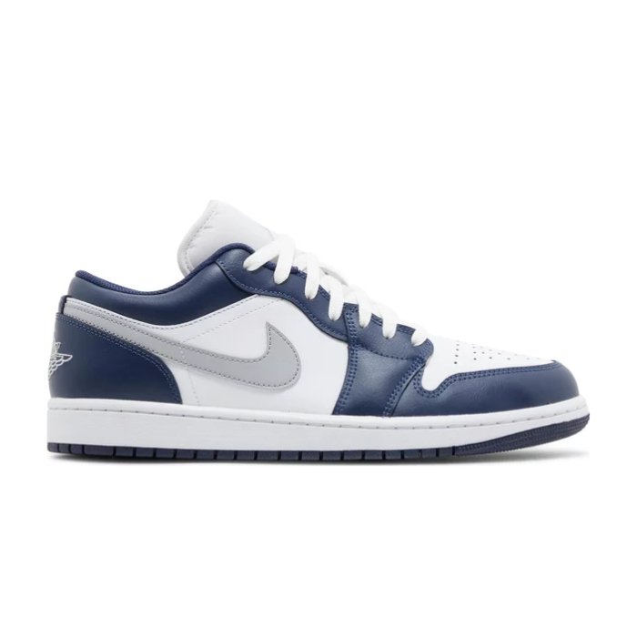 Jordan 1 Low in Wolf Grey and Midnight Navy blends classic style with modern flair, perfect for daily wear. Shop on HypeElixir.com.