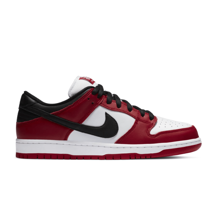 Nike SB Dunk Low Pro J-Pack Chicago features iconic red, white & black hues with premium suede & leather. Shop on HypeElixir.com