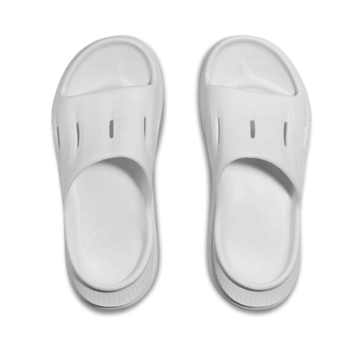 Experience all-day comfort with Hoka ORA Recovery Slide 3 in White – perfect post-workout slides. Shop now on HypeElixir.com