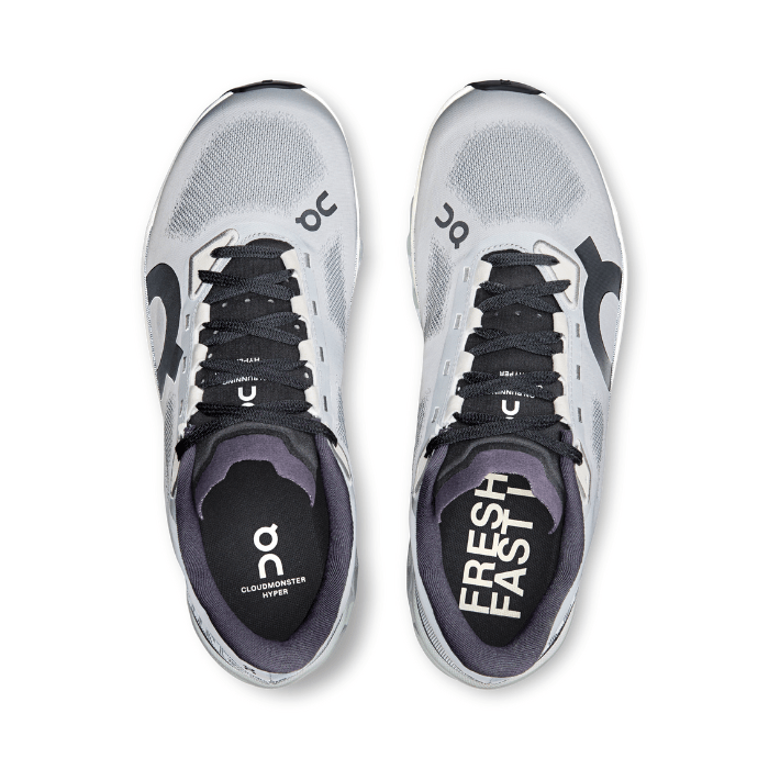 "On Running Cloudmonster Hyper Glacier sneakers by Hype Elixir – bold, high-cushion running shoes featuring a striking Hyper Glacier colorway for ultimate comfort, support, and performance."