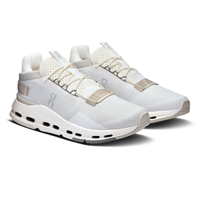 "On Running Cloudnova 2 Ice Sand sneakers by Hype Elixir – stylish, cushioned running shoes offering a blend of comfort and performance in a unique Ice Sand colorway."