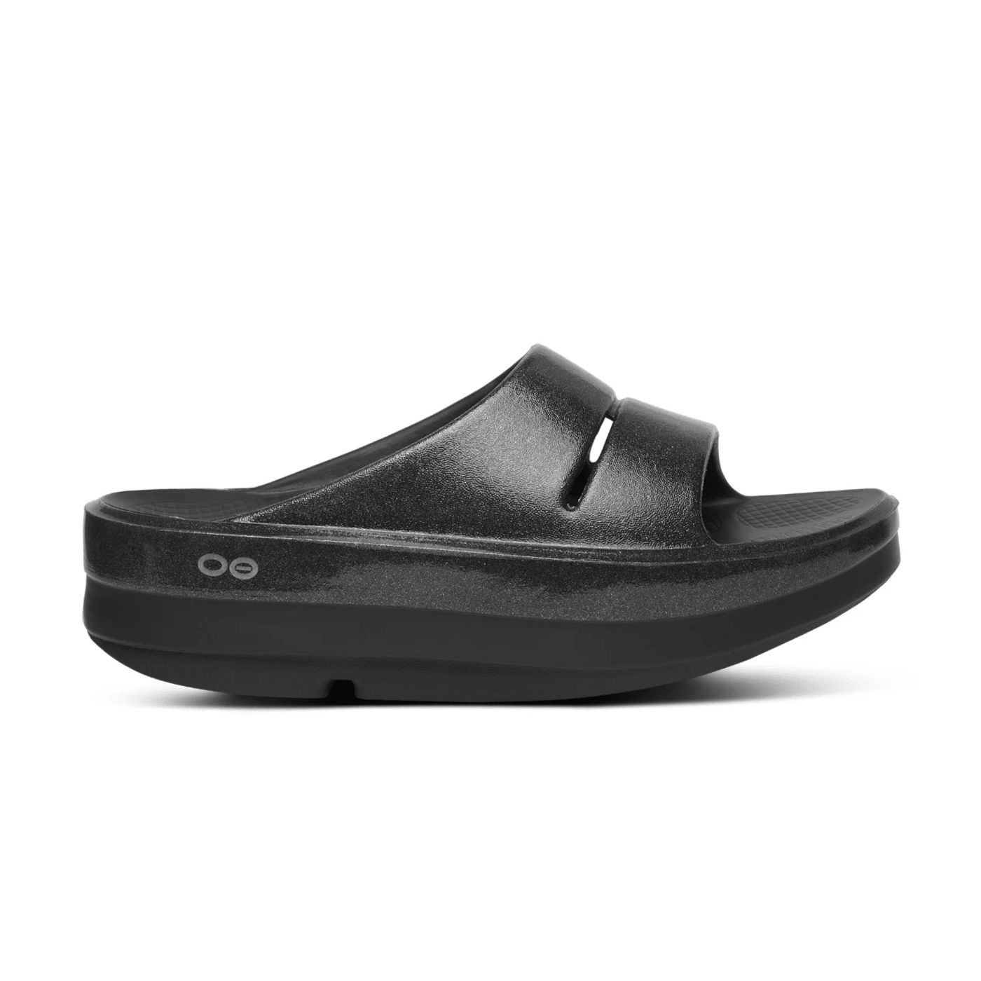 OOFOS OOahh Stacked Platform Slide Black