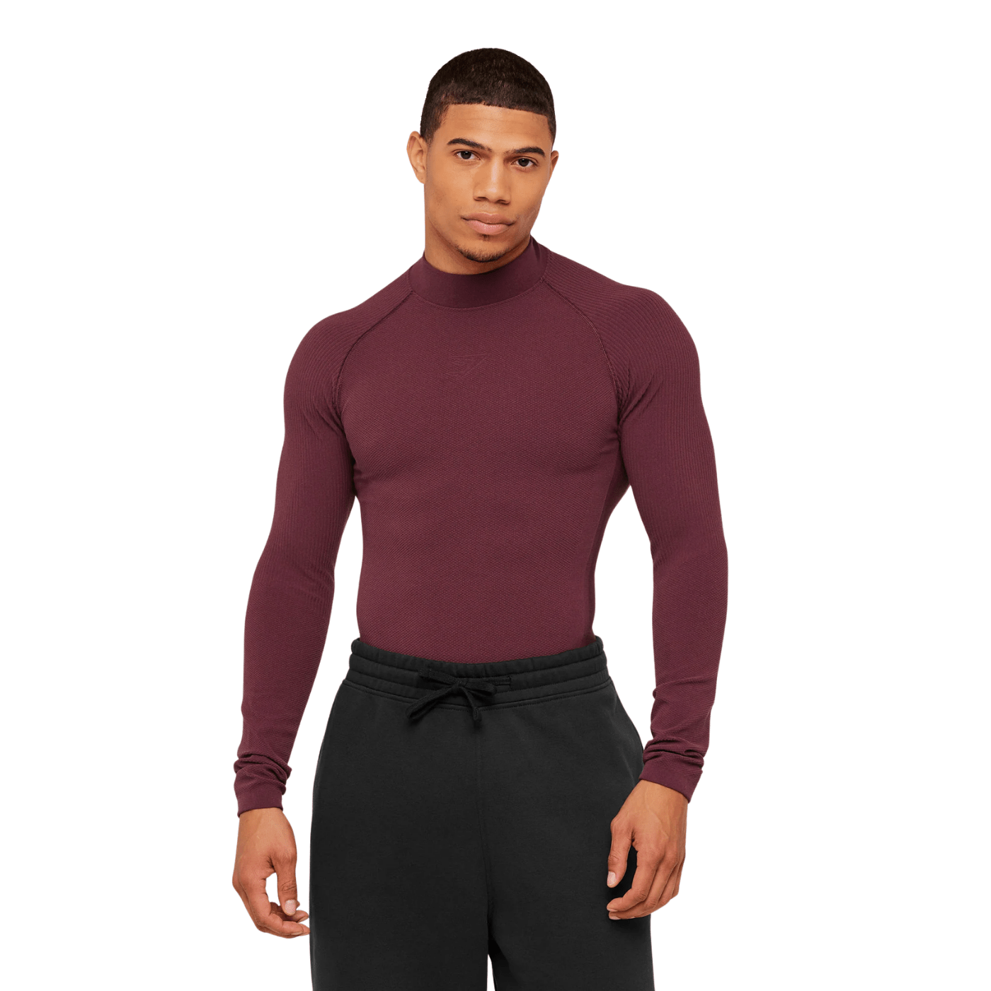 GYMSHARK Physique Long Sleeve T-Shirt muscle fit GS Impact Burgundy/GS Cherry Purple