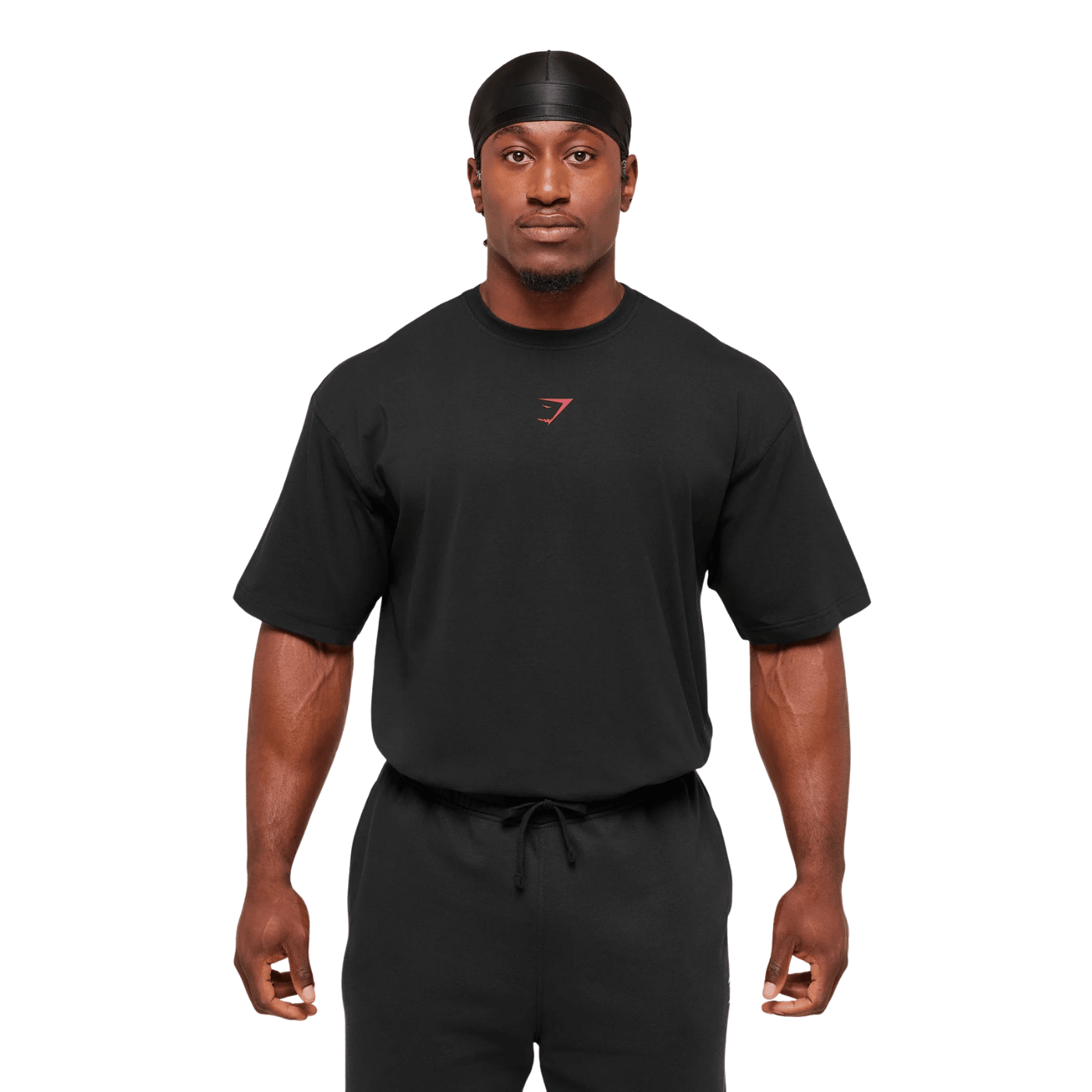 GYMSHARK Power T-Shirt oversized fit Black/Conditioning Red