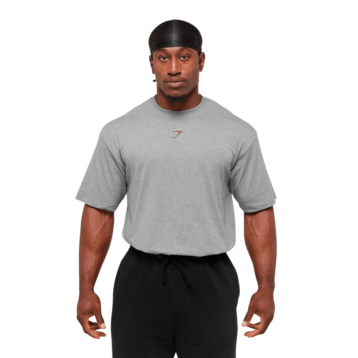 GYMSHARK Power T-Shirt oversized fit Charcoal Core Marl/Sets Red