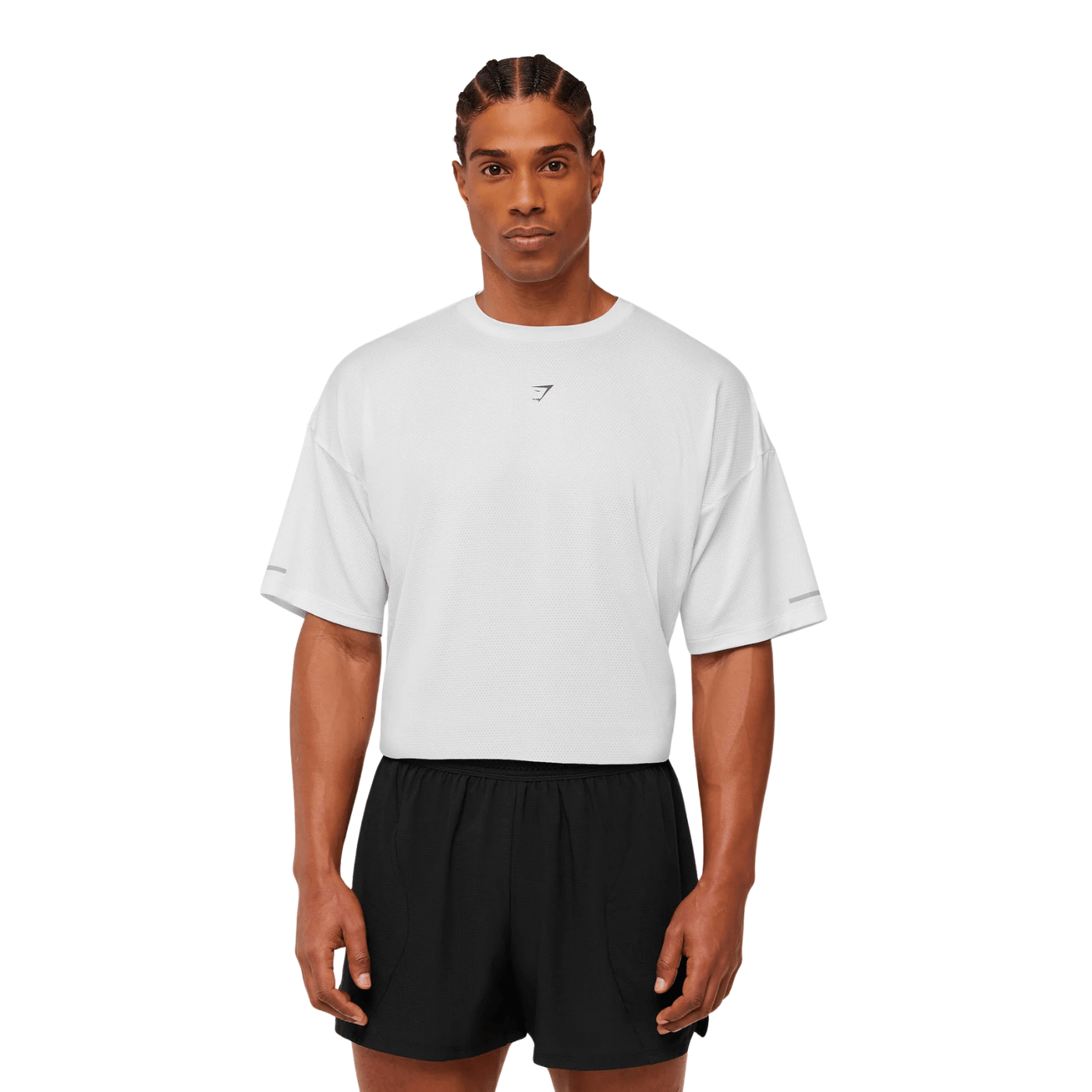 GYMSHARK Running Graphic T-Shirt oversized fit GS White