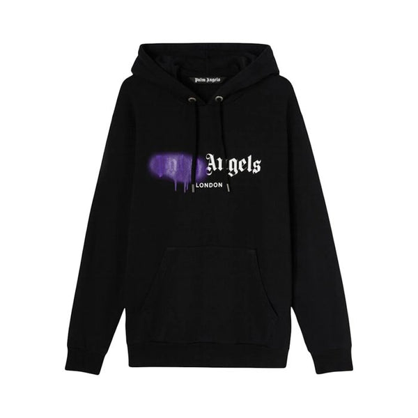 Palm Angels London Sprayed Hoodie Black/Purple - HYPE ELIXIR one stop destination for authentic palm angels t-shirt