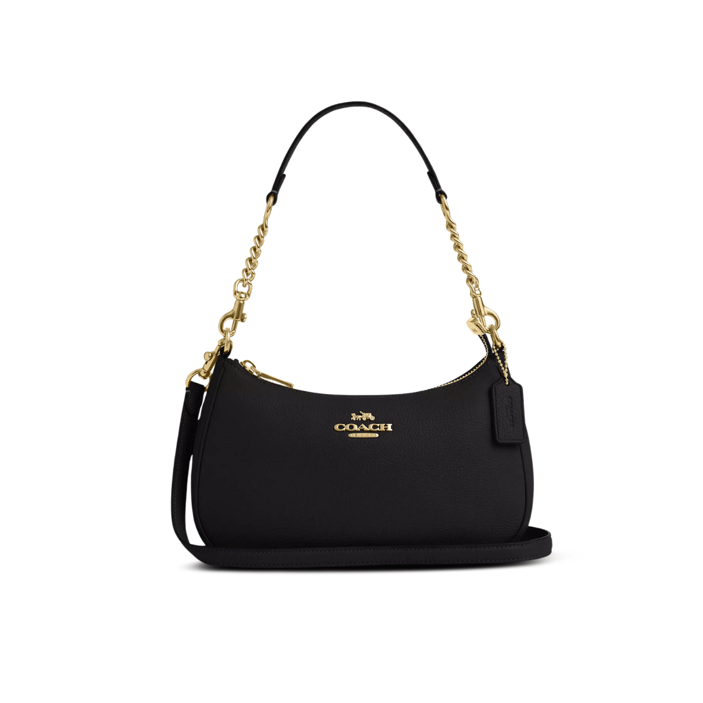 Coach Teri Shoulder Bag pebbled leather/Gold/Black