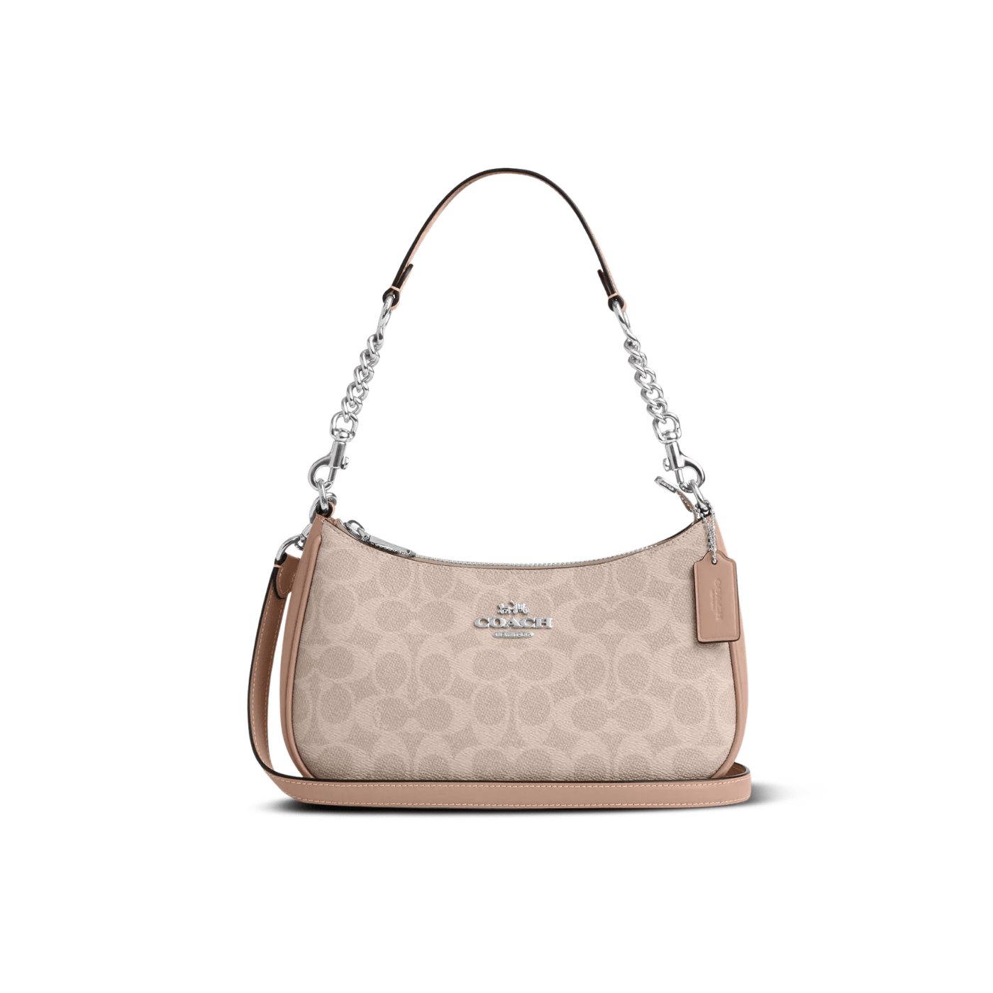 Coach Teri Shoulder Bag signature canvas/Silver/Sand/Taupe