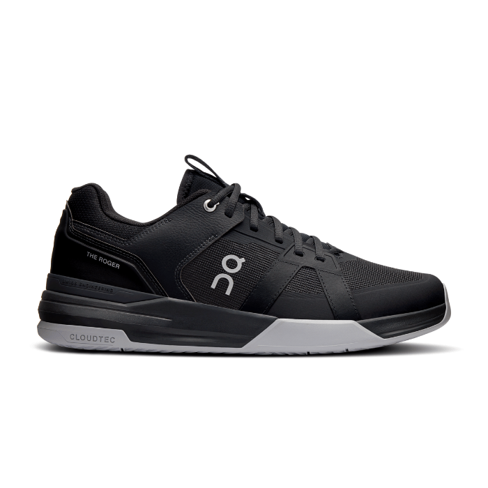 "On Running Roger Clubhouse Pro Black Glacier sneakers by Hype Elixir – performance-driven, tennis-inspired shoes with a sleek black glacier colorway for style and comfort."