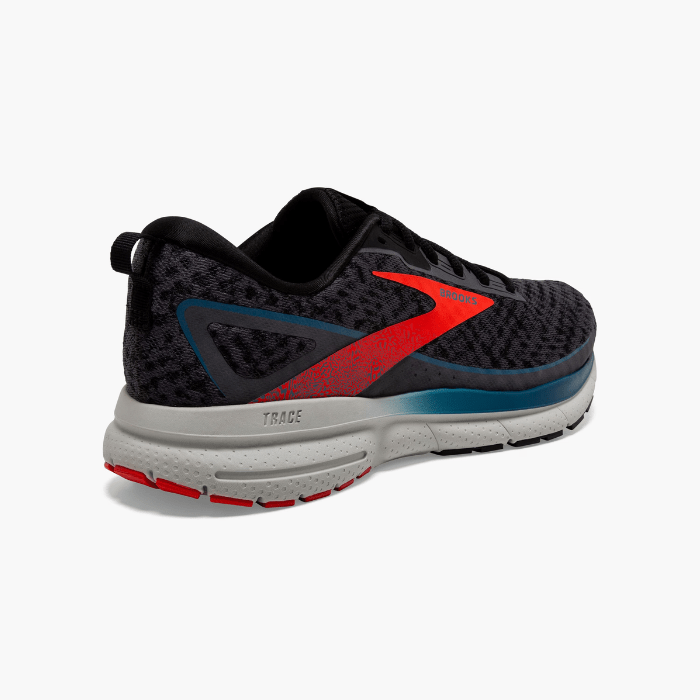 "Brooks Running Trace 3 Blackened Pearl/Red/Blue sneakers by Hype Elixir – lightweight, cushioned, and stylish running shoes offering comfort and support."