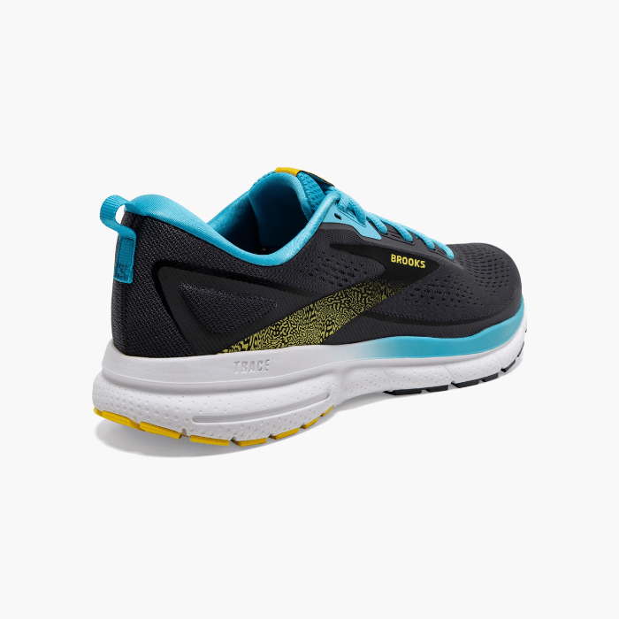 "Brooks Running Trace 3 Forged Iron/Blue/Yellow sneakers by Hype Elixir – lightweight, cushioned, and durable running shoes designed for comfort and performance."