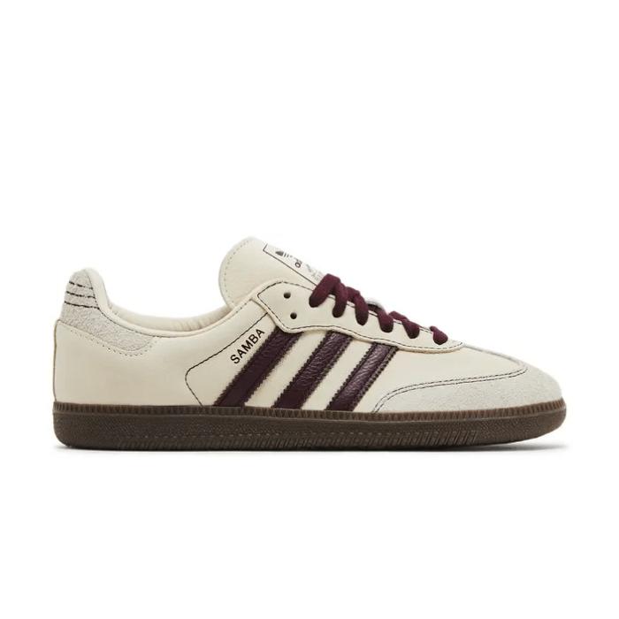 Adidas Samba OG in Wonder White and Maroon offers classic style, comfort, and versatility. Shop now at hypeelixir.com