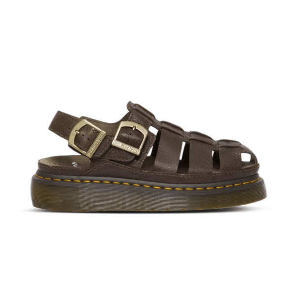Dr. Martens Wrenlie Grizzly Leather Fisherman Sandals Dark Brown