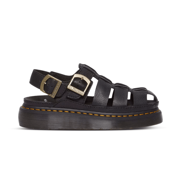 Dr. Martens Wrenlie Grizzly Leather Fisherman Sandals Black