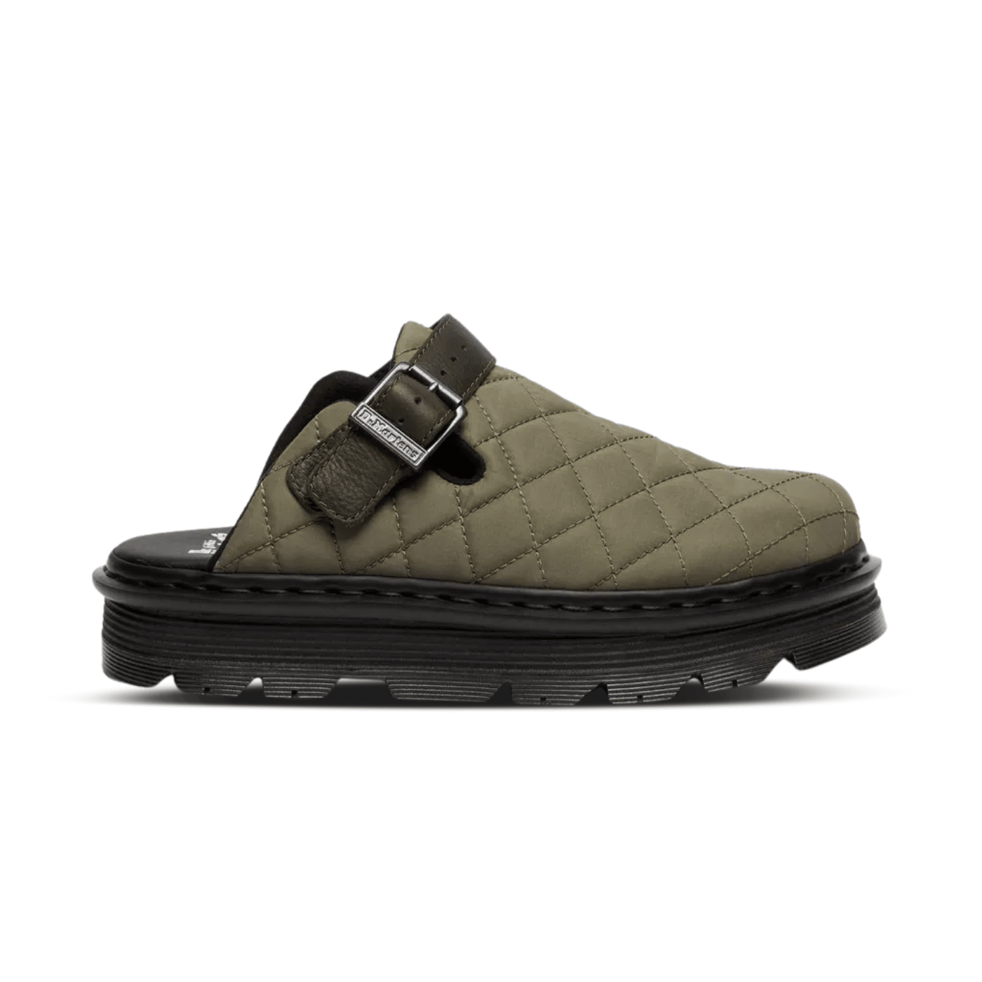 Dr. Martens Zebzag Quilted Canvas Slingback Platform Mules Olive Green