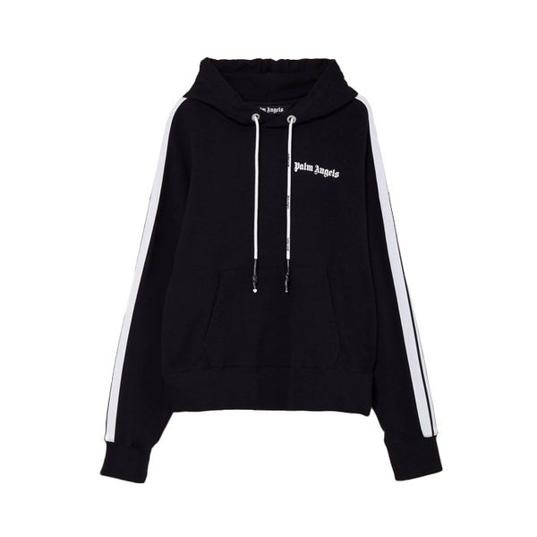 Palm Angels Stripe-Detail Zip-Up Hoodie Black/White - HYPE ELIXIR one stop destination for authentic palm angels t-shirt
