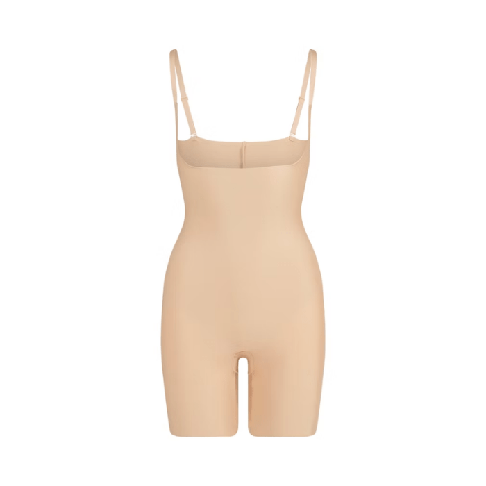 Skims Body Core Sculpt Open Bust Mid Thigh Bodysuit Clay
