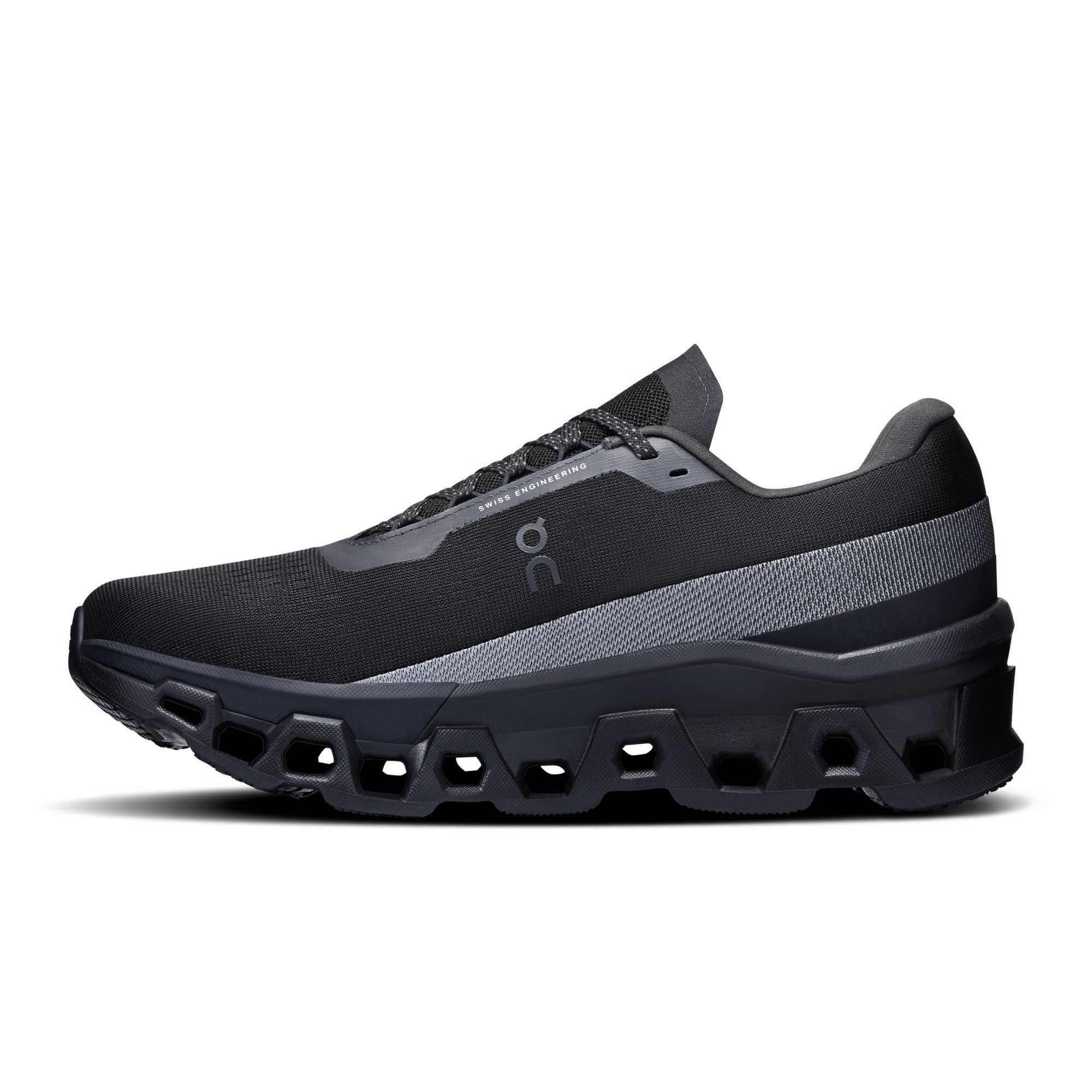 "On Running Cloudmonster 2 Black sneakers by Hype Elixir – high-performance running shoes designed for maximum cushioning, energy return, and a sleek all-black aesthetic."