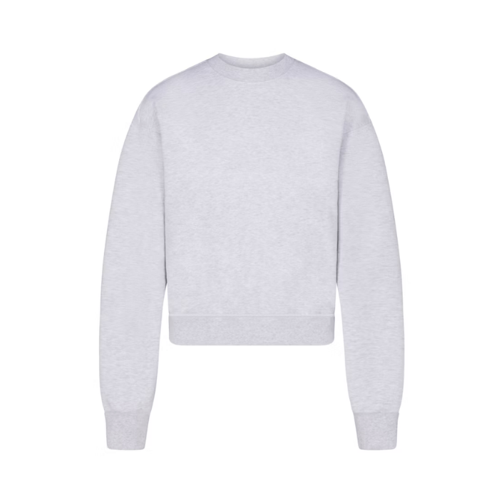 Skims Cotton Fleece Classic Crewneck Light Heather Grey