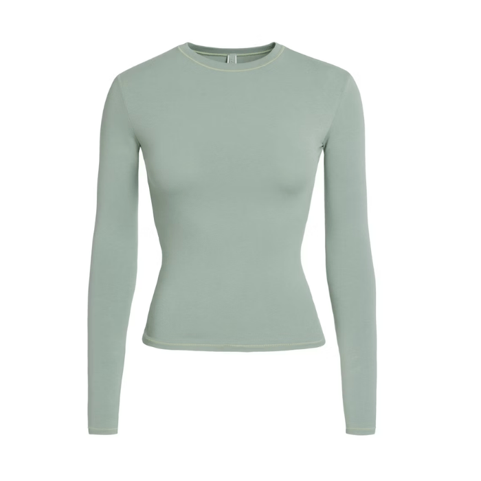 Skims Cotton Jersey Long Sleeve T-Shirt Mineral