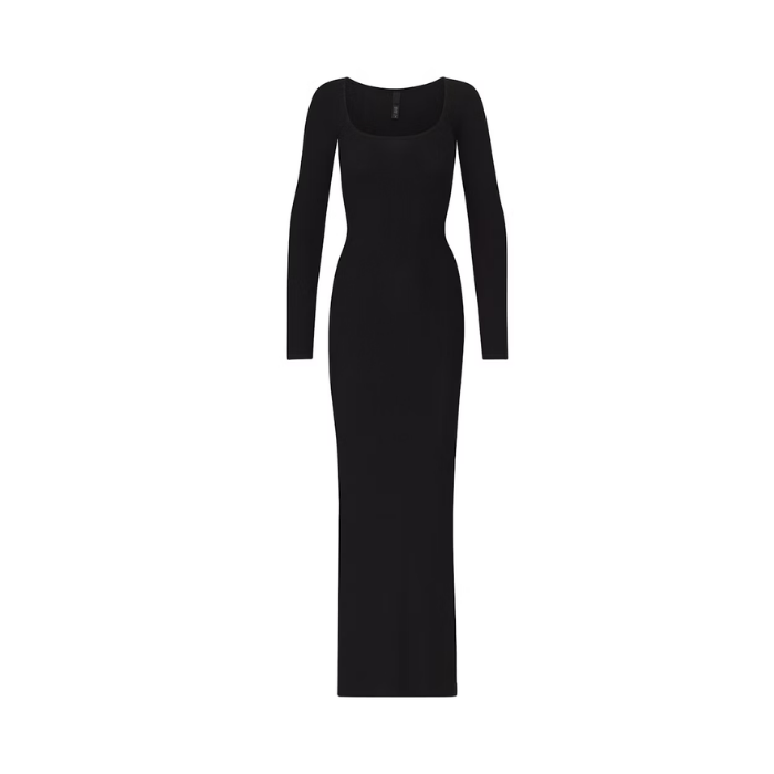 Skims Soft Lounge Long Sleeve Dress Onyx