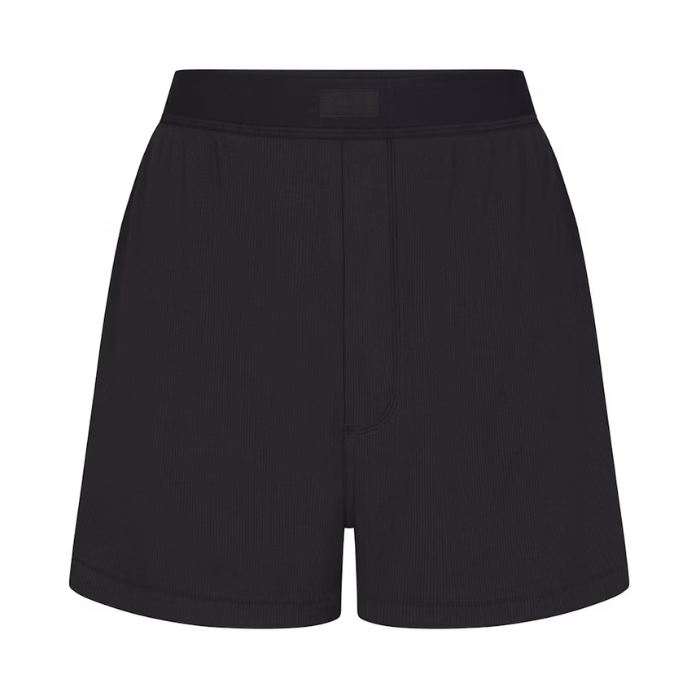 Skims Cotton Rib Loose Boxer Soot