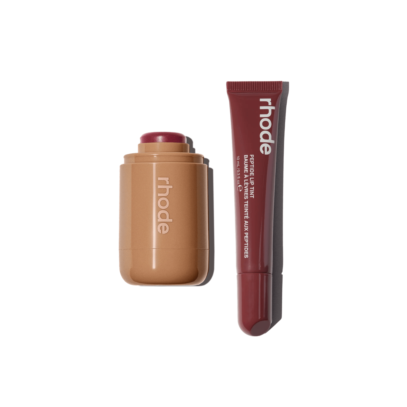 Rhode the duos Pocket Blush + Peptide Lip Tint- date cake + pbj