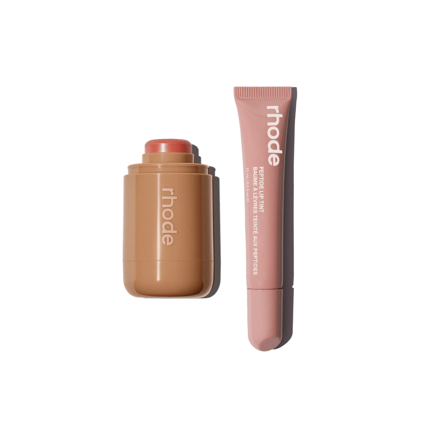 Rhode the duos Pocket Blush + Peptide Lip Tint- freckle + toast