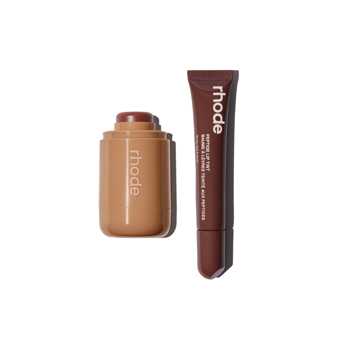 Rhode the duos Pocket Blush + Peptide Lip Tint- toasted teddy + espresso